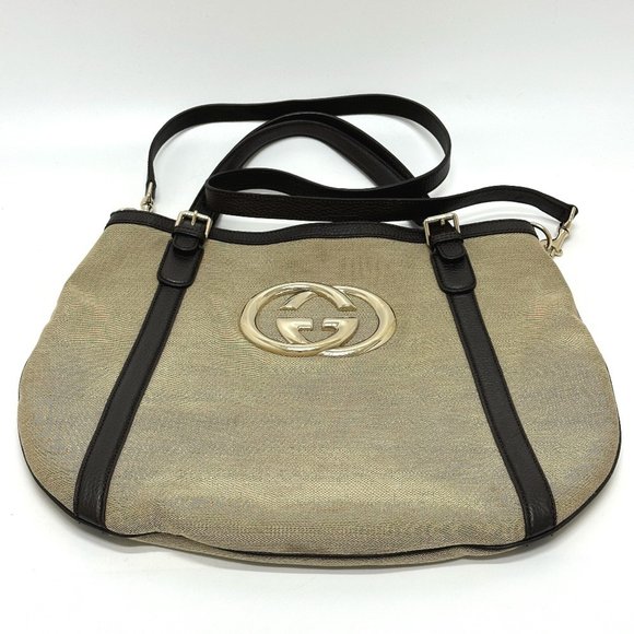 GUCCI 290832 GG Logo 2-Way Shoulder Bag/Tote Bag Canvas/Leather Women's Beige - Picture 3 of 10